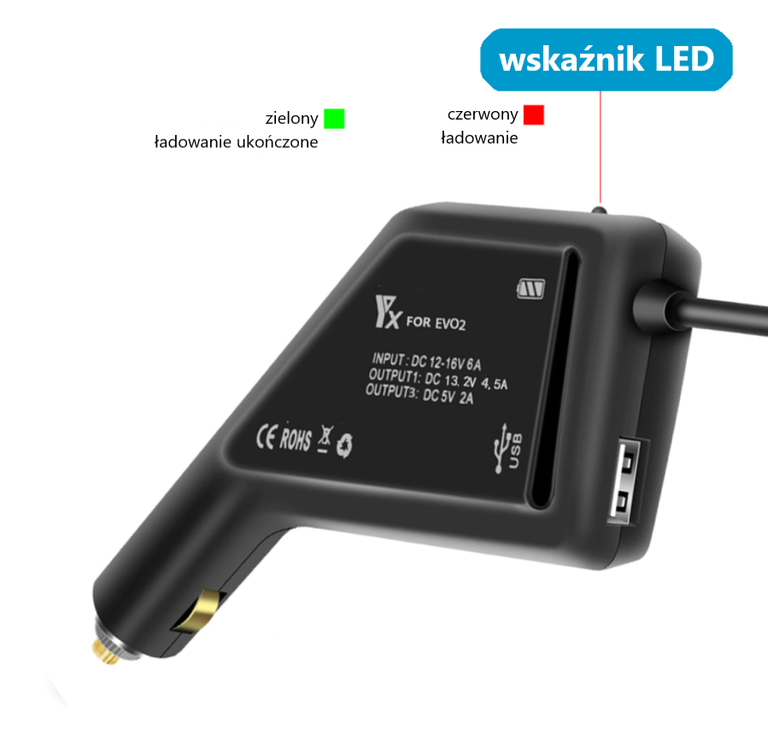Ładowarka samochodowa USB 4,5A dron Evo II 2 (3)