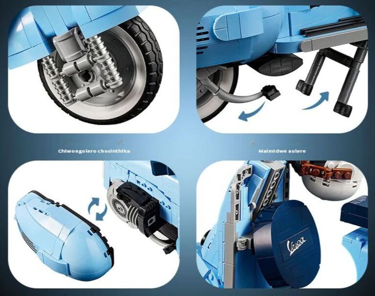 Klocki skuter VESPA 125 Piaggio rzymskie wakacje 1106-klocków kask bukiet Biz-Technic (6)