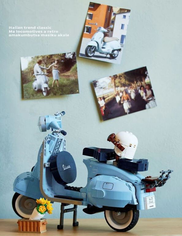 Klocki skuter VESPA 125 Piaggio rzymskie wakacje 1106-klocków kask bukiet Biz-Technic (13)