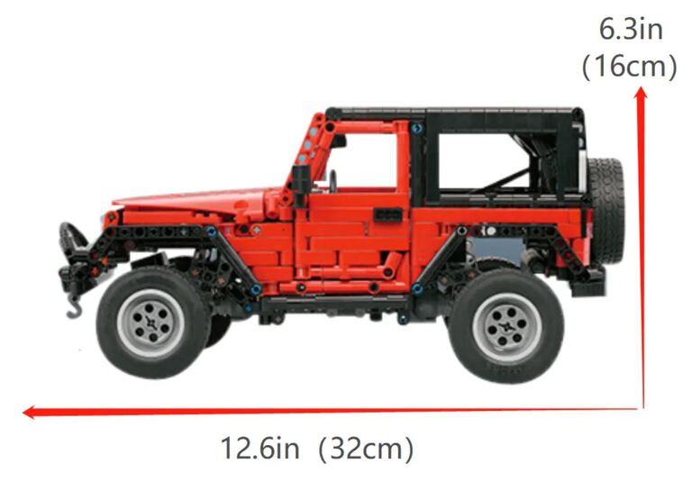 Klocki JEEP WRANGLER RUBICON 1287-klocków zdejmowany dach wyciągarka 32cm zamiennik TECHNIC (8)