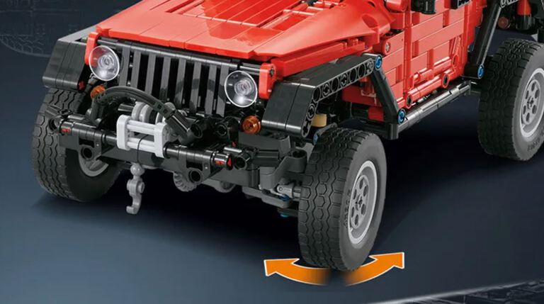 Klocki JEEP WRANGLER RUBICON 1287-klocków zdejmowany dach wyciągarka 32cm zamiennik TECHNIC (9)