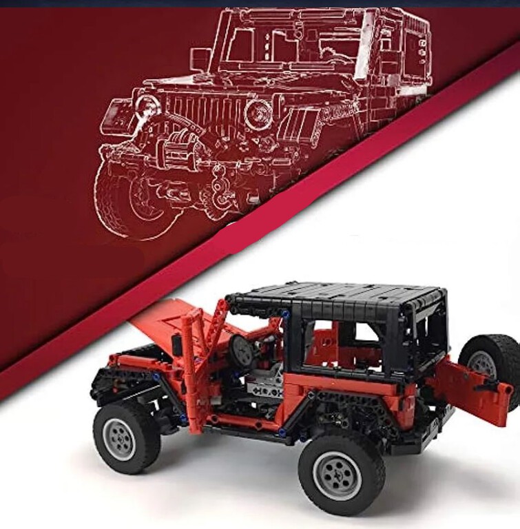 Klocki JEEP WRANGLER RUBICON 1287-klocków zdejmowany dach wyciągarka 32cm zamiennik TECHNIC (12)