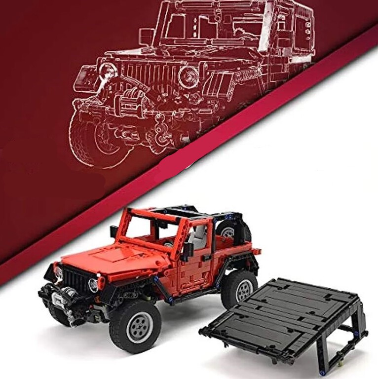 Klocki JEEP WRANGLER RUBICON 1287-klocków zdejmowany dach wyciągarka 32cm zamiennik TECHNIC (14)