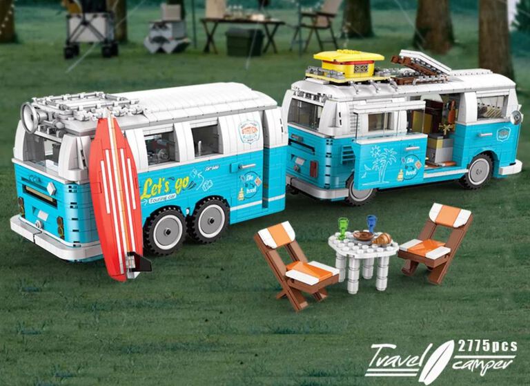 Klocki VOLKSWAGEN VW CAMPER VAN T1 PRZYCZEPA 2775-klocków 60cm zam. TECHNIC (3)