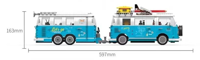 Klocki VOLKSWAGEN VW CAMPER VAN T1 PRZYCZEPA 2775-klocków 60cm zam. TECHNIC (8)