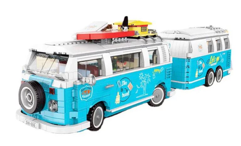 Klocki VOLKSWAGEN VW CAMPER VAN T1 PRZYCZEPA 2775-klocków 60cm zam. TECHNIC (10)