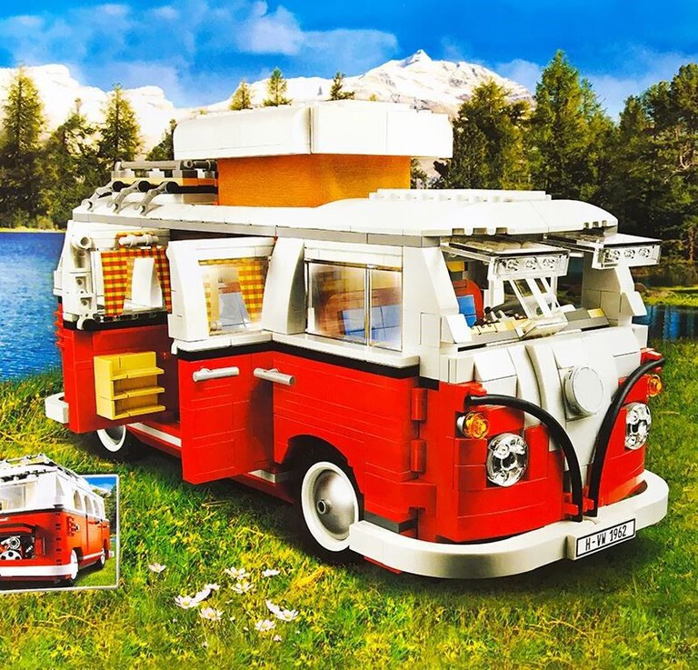 Klocki VOLKSWAGEN VW CAMPER VAN OGÓREK T1 czerwony 1334-klocki 30cm zamiennik TECHNIC (2)