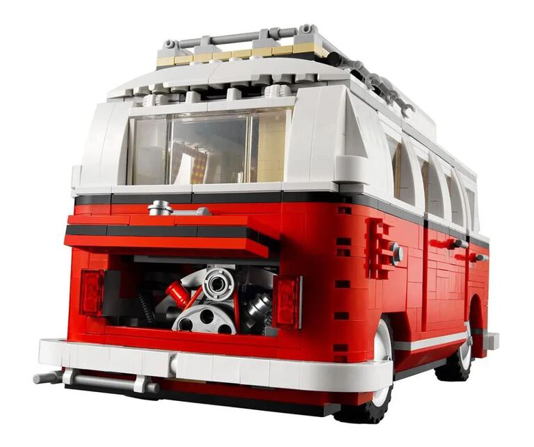 Klocki VOLKSWAGEN VW CAMPER VAN OGÓREK T1 czerwony 1334-klocki 30cm zamiennik TECHNIC (7)