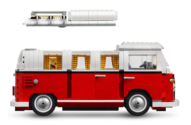 Klocki VOLKSWAGEN VW CAMPER VAN OGÓREK T1 czerwony 1334-klocki 30cm zamiennik TECHNIC (9)