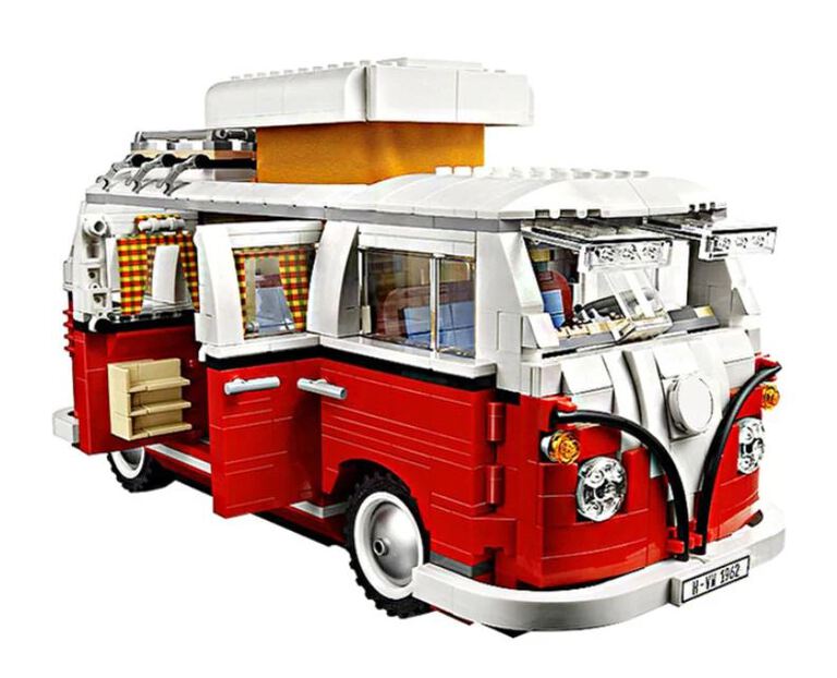 Klocki VOLKSWAGEN VW CAMPER VAN OGÓREK T1 czerwony 1334-klocki 30cm zamiennik TECHNIC (12)