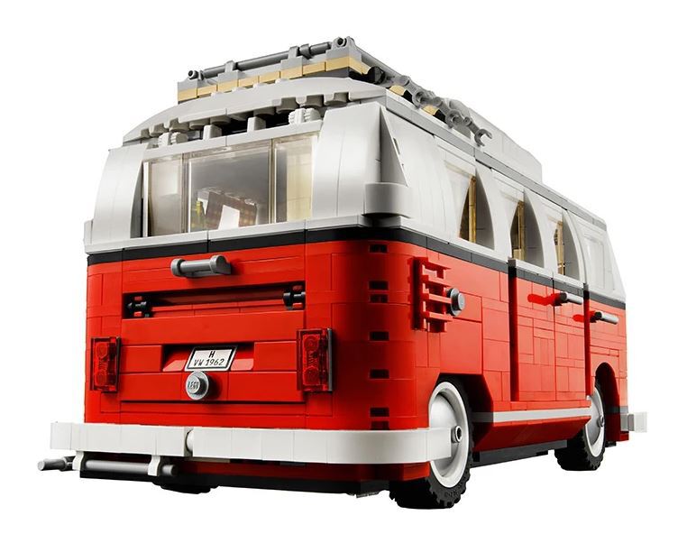 Klocki VOLKSWAGEN VW CAMPER VAN OGÓREK T1 czerwony 1334-klocki 30cm zamiennik TECHNIC (13)