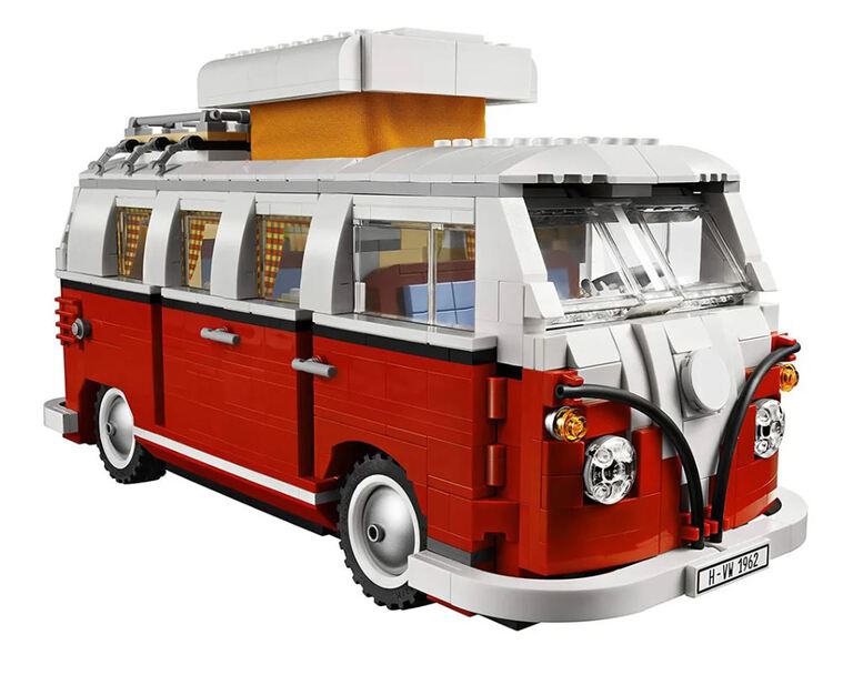 Klocki VOLKSWAGEN VW CAMPER VAN OGÓREK T1 czerwony 1334-klocki 30cm zamiennik TECHNIC (14)