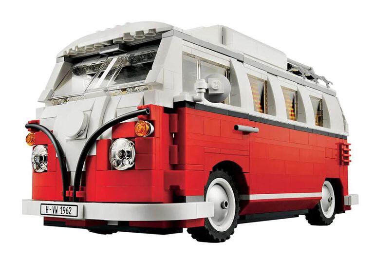 Klocki VOLKSWAGEN VW CAMPER VAN OGÓREK T1 czerwony 1334-klocki 30cm zamiennik TECHNIC (15)