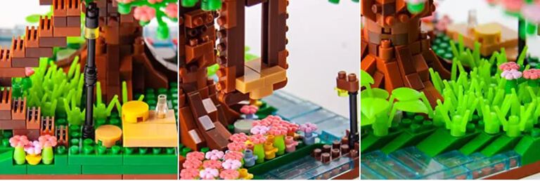 Klocki mini BONSAI japońskie drzewko SAKURA KWIAT CZEREŚNI Domek na drzewie 2028-klocków  (4)