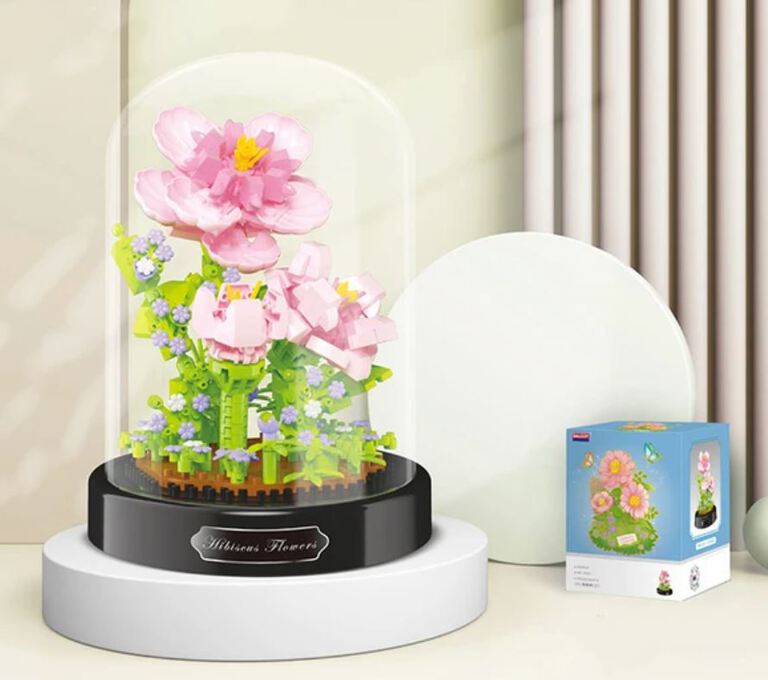 Klocki mini HIBISKUS RÓŻA CHIŃSKA w ochronnej tubie ozdoba każdego domu 543-klocki (7)