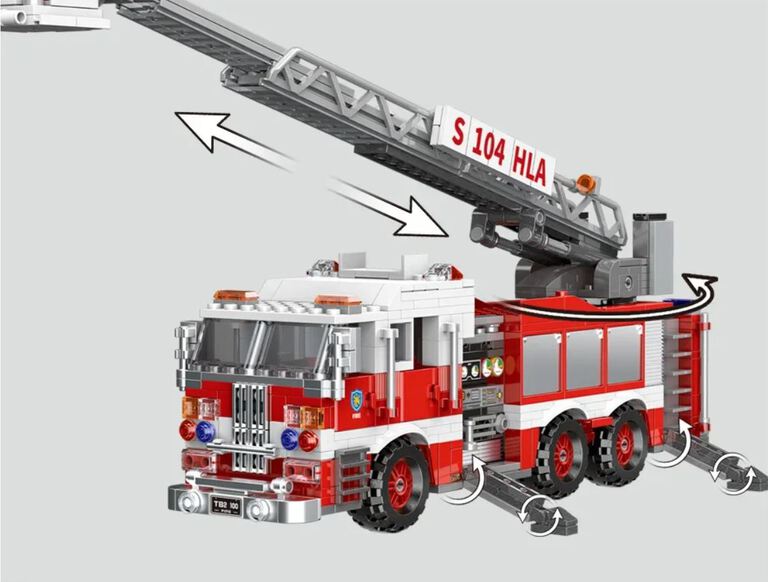 Klocki STRAŻ POŻARNA WÓZ STRAŻACKI 711-klocków 30cm figurka zamiennik TECHNIC (2)