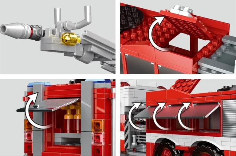 Klocki STRAŻ POŻARNA WÓZ STRAŻACKI 711-klocków 30cm figurka zamiennik TECHNIC (3)