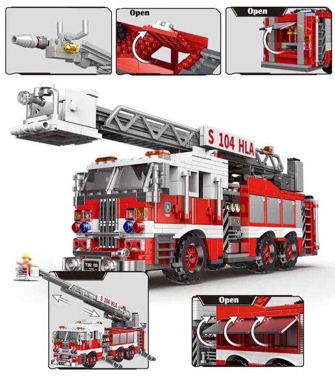 Klocki STRAŻ POŻARNA WÓZ STRAŻACKI 711-klocków 30cm figurka zamiennik TECHNIC (5)
