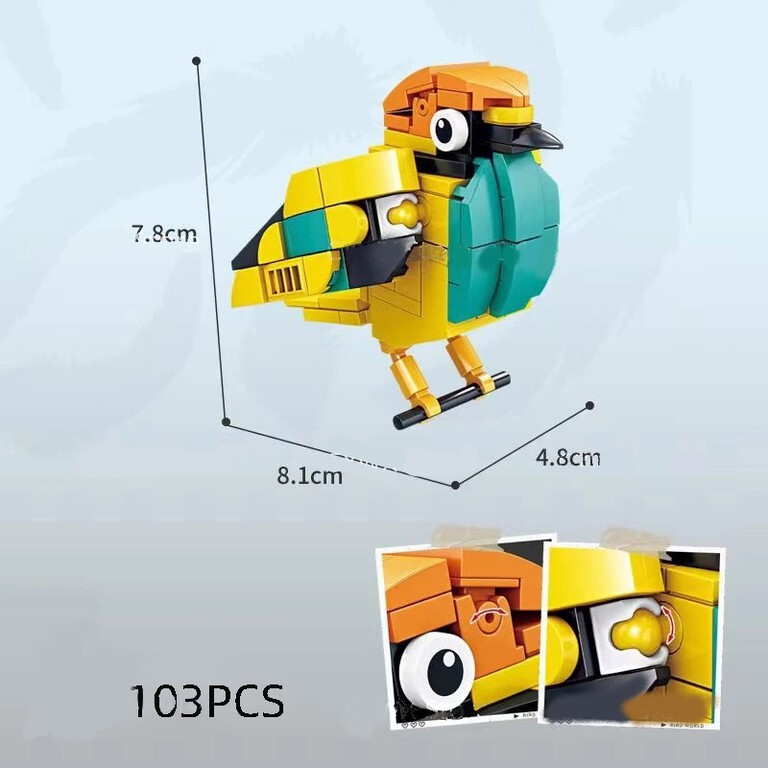klocki ptak SIKORKA 103-klocki na prezent żywe kolory super jakość zamiennik TECHNIC (3)