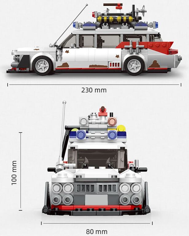 Klocki POGROMCY DUCHÓW ECTO-1 Cadillac Miller-Metor Ghostbusters 636-klocków zamiennik TECHNIC (8)
