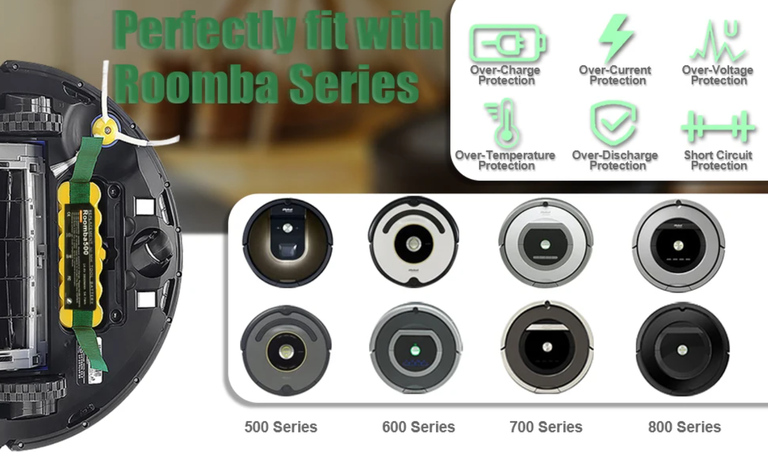 Akumulator bateria Odkurzacz iRobot ROOMBA serii 500 600 700 800 900 powiększony 5000mAh (3)