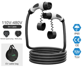Kabel ładowania auta elektrycznego hybrydy plug-in EV 22kW 32A 3-fazy typ-2 5m mocny