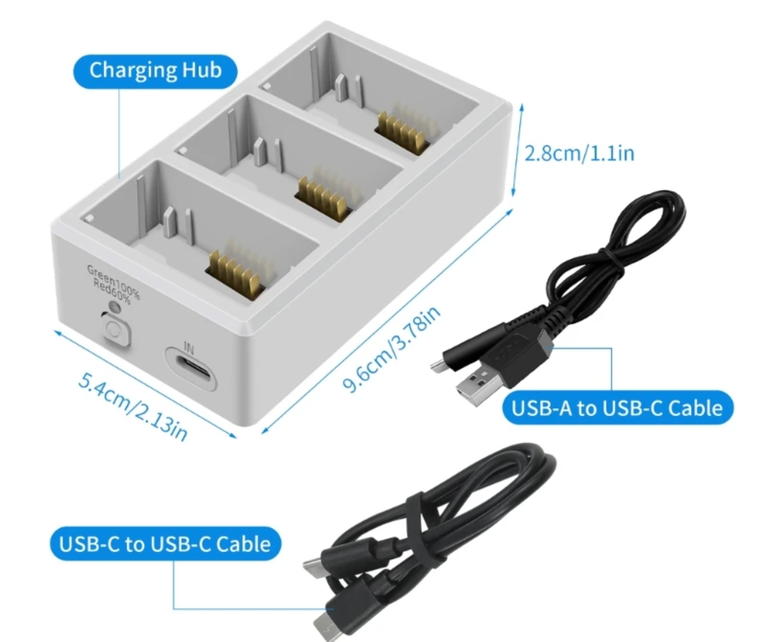 Ładowarka HUB dron DJI Mini 3 / Mini 3 Pro / Mini 4 Pro / Mini 5 Pro 3-aku YX storage (5)