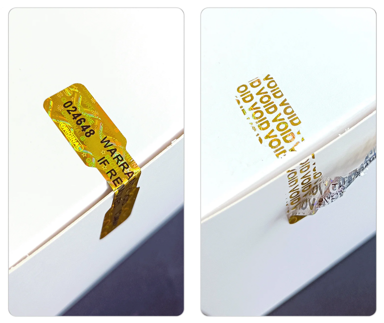 Plomby gwarancyjne z numerem seryjnym stickery 495 szt. 50x10mm holograficzne złote samoprzylepne naklejki (5)