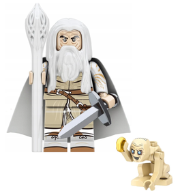 klocki figurka ludzik GANDALF BIAŁY i GOLLUM SMEAGOL pierścień miecz laska peleryna