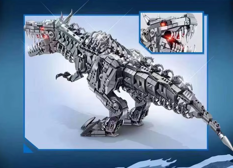 Klocki DINOZAUR T-REX 2056-klocków 70cm LED Tyranozaur Rex ogromny zestaw (6)