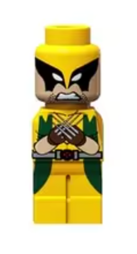Klocki figurka ludzik DEADPOOL i MINI WOLVERINE AVENGERS Marvel 2-główki miecze pistolety podstawka (4)