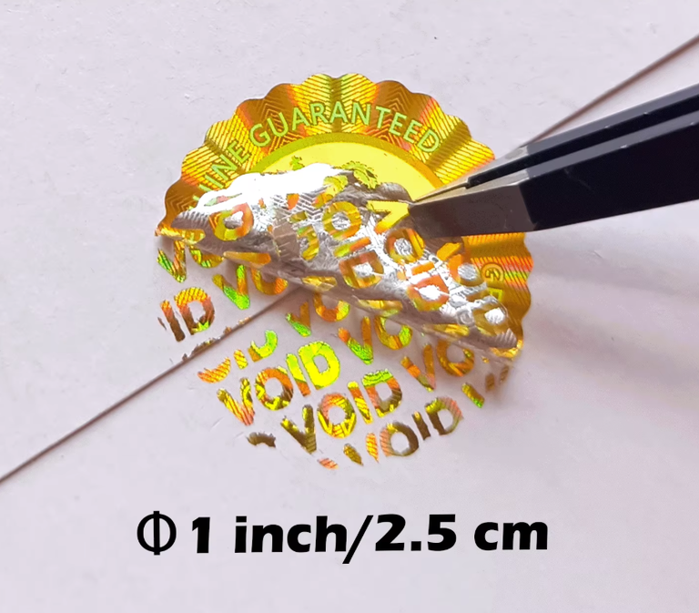 Plomby gwarancyjne ORYGINAŁ ORIGINAL złote 612 szt.okrągłe 25x25mm holograficzne złote samoprzylepne naklejki (3)