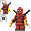 Klocki figurka ludzik DEADPOOL złote pistolety 2-główki 2-miecze podstawka (2)