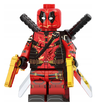 Klocki figurka ludzik DEADPOOL złote pistolety 2-główki 2-miecze podstawka (3)