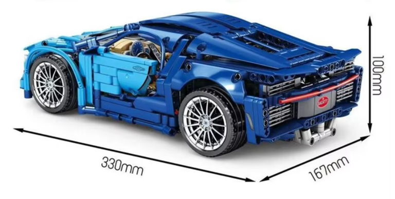 Klocki sterowany supercar Bugatti Chiron 1388-klocków 2-silniki pilot 33cm (4)