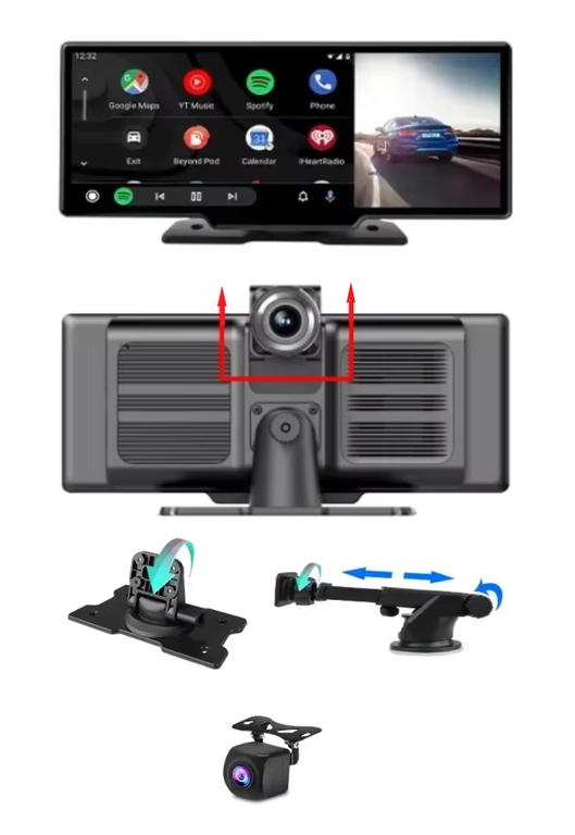 Rejestrator 10,3” kamery Android Auto CarPlay kamera-cofania nawigacja głośnomówiący