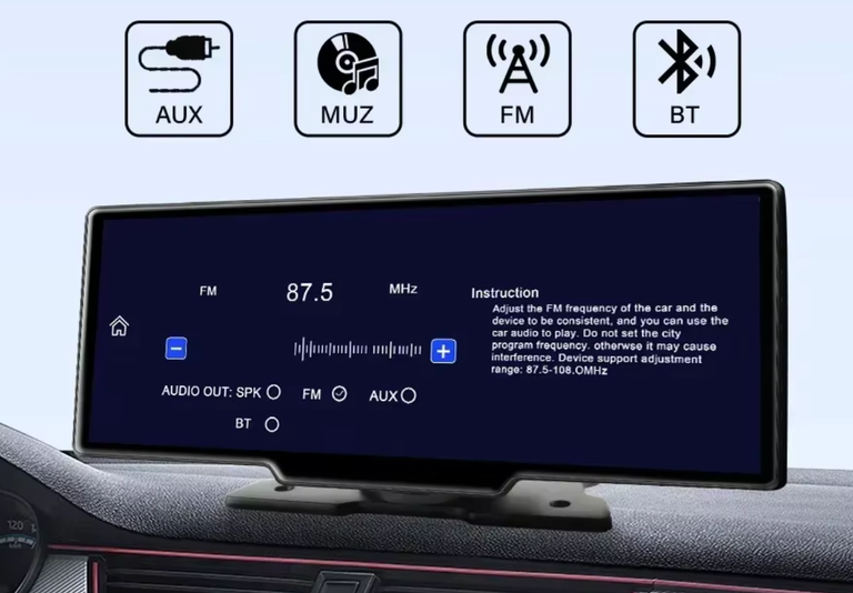 Rejestrator 10,3” kamery Android Auto CarPlay kamera-cofania nawigacja głośnomówiący (15)
