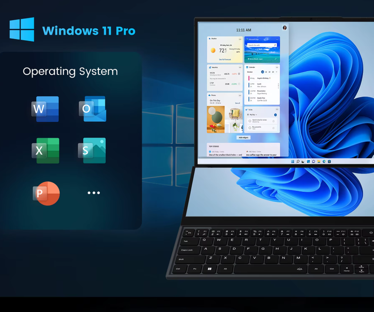 laptop N-one 16+14 cali podwójny ekran FHD 4K Intel 16GB/1TB win-11pro dotyk (4)