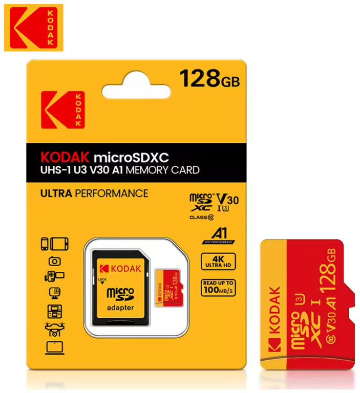 Karta pamięci Kodak micro SDXC 128GB 4K U3 A1 C10 V30 100Mb/s (2)