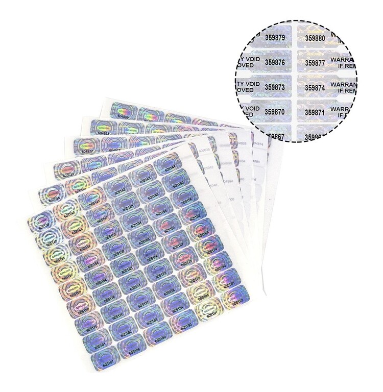 Plomby gwarancyjne holograficzne stickery z numerem seryjnym 60 szt. samoprzylepne naklejki 24x16 mm (2)